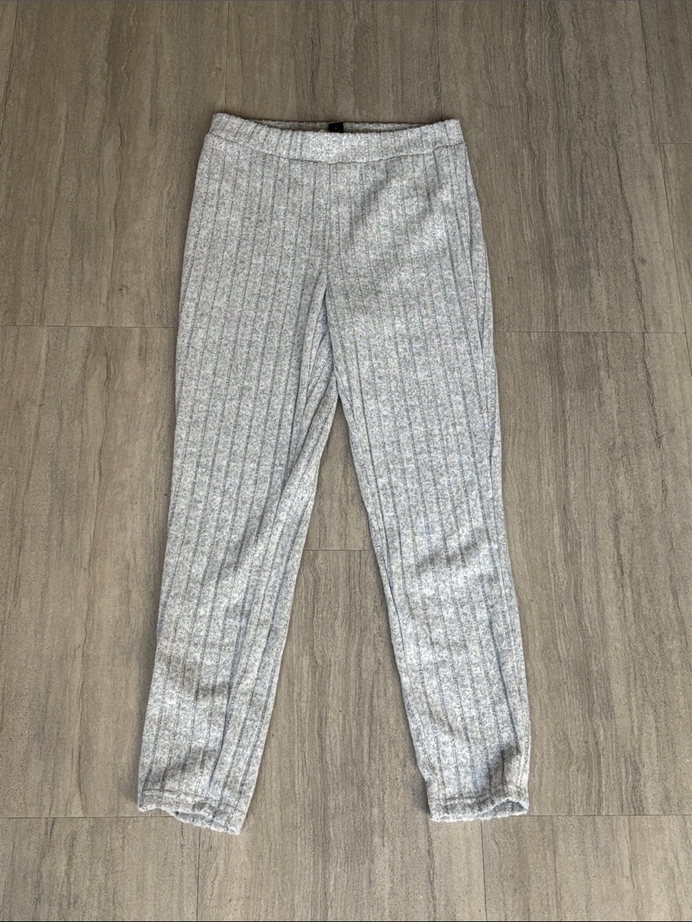 SHEIN Light Gray Ribbed Knit Jogger Pants